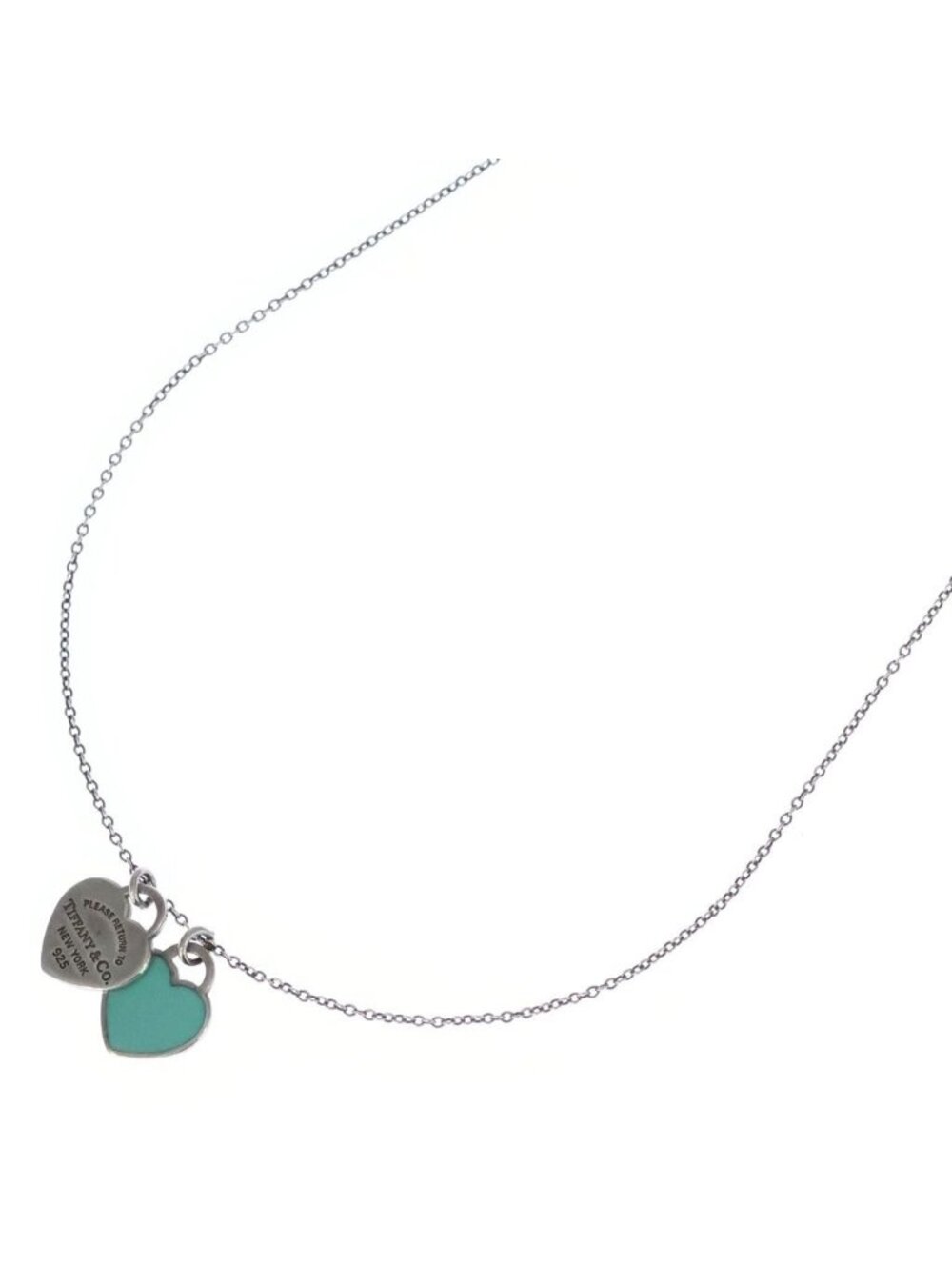Tiffany & Co Return to Tiffany Mini Double Heart Tag Pendant Silver Blue
